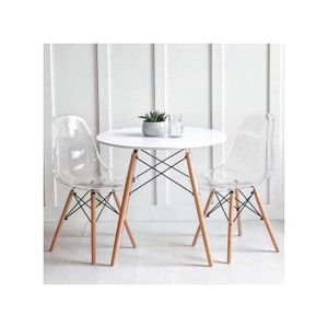 Luxury Dinning Round Table + 2 Transparent Chairs