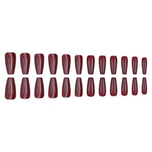 Red cat-eye sweet and cool solid color false nails