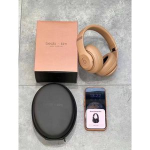 Premium Beats Studio Pro x Kim Wireless Headphone - ANC, 40H Battery, Bluetooth 5.3, Mic, Case - Dune Beige