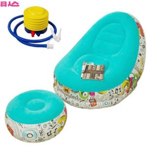 2-in-1 inflatable sofa chair & footrest set with manual air pump 