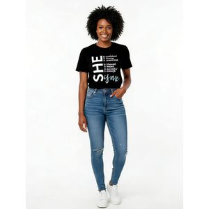 Black SHE letter print short-sleeve T-shirt