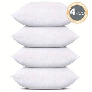 Clo Pillow Inserts: 4 Polyester Fiber Pillow Inserts, Ultra-soft Square Fillings. Suitable for Living Rooms, Bedrooms, Sofas, and Home Decor – 45.72 cm X 45.72 cm. Perfect for Parties and Interior Design. Non- Fabric, Sofa Decorative Cushions, Bedroom