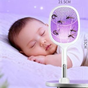 2-in-1 Electric Mosquito Swatter & Lamp – Rechargeable Insect Repellent with Triple Safety Mesh, LED Indicator, Anti-Shock Design for Night Use
