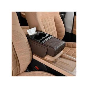 Car Accessories Multi-Function Car Armrest Pad with built-in cup holder, tissue box & phone pocket!