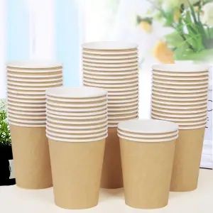 50pcs Disposable Coffee Cups Insulation Takeaway Double-Layer Paper Cup with Lid (8oz, 280ml), Size: 8*8*9.2cm