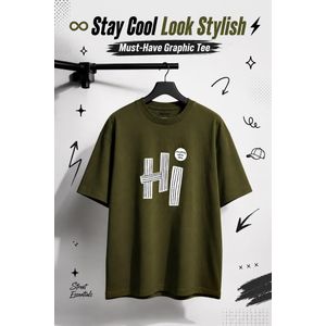 Quality cotton green round neck tshirt with design 