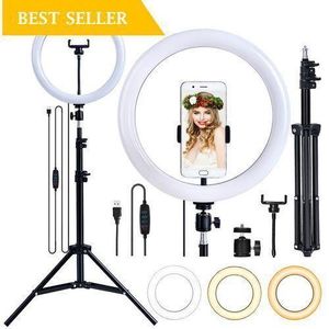 12-Inch Professional LED Ring Light with Tripod Stand and Phone Holder – Dimmable & Adjustable for Vlogging & Makeup