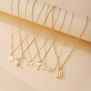 Women's Jewelry Multilayer Necklaces Set - 6 Pieces - Gold