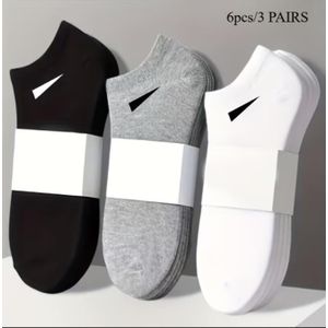 Workout 6pcs/3Pairs Women's Casual Socks, Breathable, Comfortable, Anti-Sweat, Anti-Odor Low-Cut Ankle Socks, All-Season Women's Socks, Simple Design, Comfortable Experience, Casual Socks, Fashionable and Versatile Classic Sports Socks