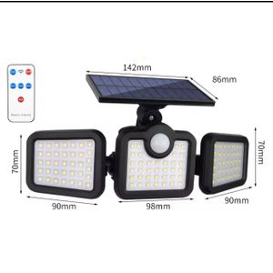 3 Head Rotating Solar Light Motion Sensor Wall Light IP65 Waterproof