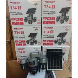 T34 V380-4G-3 lens ptz solar powered cctv camera big lense+free sim