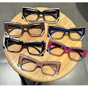 Clo 1pcs Cat-eye Glasses with Geometric Frames, Clear Lenses