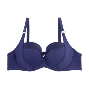 Binnys Meaningful Experience Dark Blue Underwire Support Bra, For C D Half Cup, Adjustable Straps, Non-Removable Pads, Smooth Design, T-Shirt Balconette Bra,Comfort Wide Side Wings, Lift And Shape, Everyday Brassiere, Women's Bra