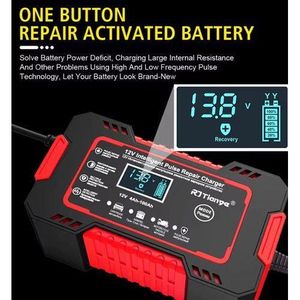Car Battery Charger 12V 6A Touch Screen Pulse Repair LCD Fast Power Charging Wet Dry Lead Acid Digital LCD Display, heavy duty battery charger 12V, battery charger battery charger compatible 12V, multi-mode battery charger, LCD display battery charger