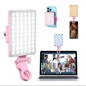 Mini Led Mobile Phone Influencer Light With Clip -Pink