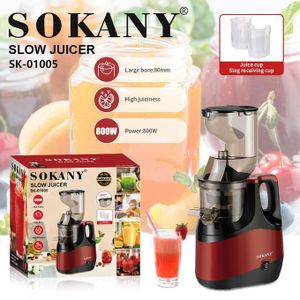 Sokany SK-01005 Slow Juicer Machine 800W - 80mm Wide Feed Chute - Cold Press Juice Extractor