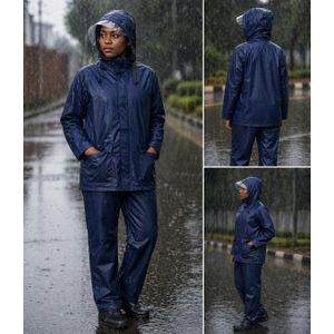 OXFD3 - VINTAGE STAR JACKET & PANT OXFORD RAIN COAT/SUIT/WEAR (WITHOUT REFLECTOR) - NAVY BLUE
