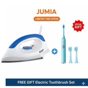 RAF 1200W Electric Dry Iron – Non-Stick Soleplate & Precise Temperature Control + FREE Sonic Electric Toothbrush – Home & Personal Care Bundle