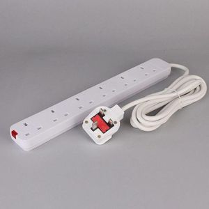 6 Way Extension Socket - Long Meter Mains Power Socket, Strong Powerful Extension 6 Ways Socket