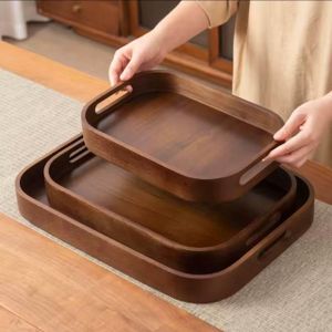  3-piece wooden serving tray set