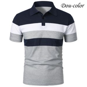 Dou-color Men's Business Polo T-shirt Three tone Polo Short Sleeve Series - Grey, White, Blue