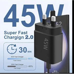 Original 45W Type C to Type C Super Fast Charger. Eligible for All Type C Enabled Device - iPhone, Samsung, Oppo, Redmi, Redmi Xiaomi, Infinix, Tecno, etc.