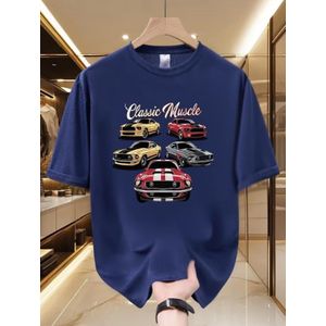 Classic Muscle Crew Neck T-shirt-Navy Blue