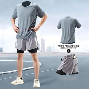 Men's two-piece running tracksuit, professional marathon training apparel