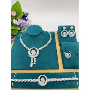 Longchain Unique Sophisticated Premium Diamond Iced Bracelet/Ear-ring/Ring & Necklace Set