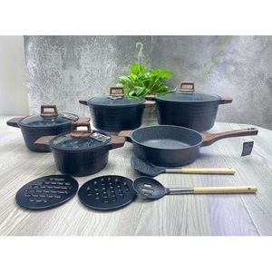 13PCS Set Diecast Non-Stick Pots-Granite Effect
