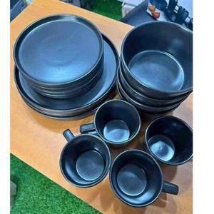 Dinner Set Modern Black Stoneware 16-Piece Dinnerware Set – Service for 4Product . Good Quality