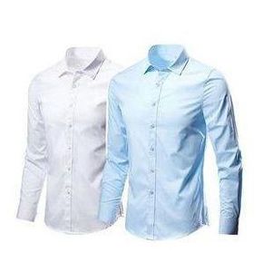 2in1 Corporate Quality Office Plain Slim Fit Long Sleeve White And Sky-Blue Shirt