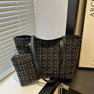 Classy tweed chick multifunctional shoulder tote bag 