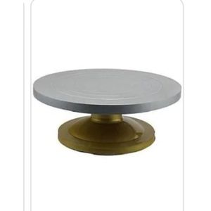  1 Piece - Metal Rotating Cake Stand Turntable - For Easy Decorating of Cake - Silver & Gold