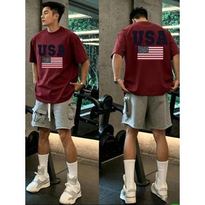 Fly U.SA. Crew Neck T-shirt-Burgundy