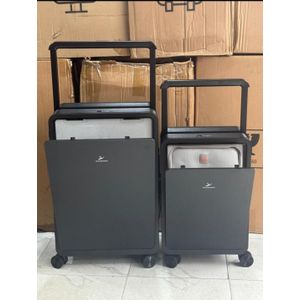 Leaves King BLACK Front Opening Suitcase with Laptop Cabin- 2set