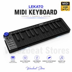 Original Mvave LEKATO SMK 25 With In-built Battery 780mAh (16 hours wireless) 25Key MIDI Controller Keyboard with Bluetooth Portable Keyboard. Supports Windows,Mac,IOS,Android. Plug and play. Supports all DAW with Pitch,Mod, Octave & Transpose button