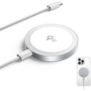 25W Magnetic Wireless Qi2.2 Qi2 MagSafe Fast Charging Pad  for iPhone 17 16 15 14 13 12 Pro Max, Samsung Galaxy S26 S25, Google Pixel 10, AirPods-Slim - White