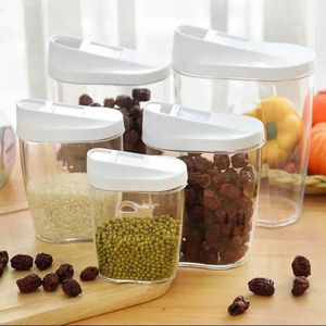 Acrylic Storage Airtight Container set featuring transparent bodies and easy-pour lids.