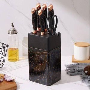 6pcs Nonstick Kitchen Knives And Scissors With Holder Set