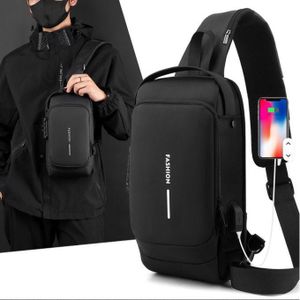 ANTI-THEFT LOCK AND WATERPROOF Crossbody Crossbag Sling Bag for Men And Women, Chest Backpack Shoulder Messenger Bag, Crossbody Chest Shoulder Bag with USB Charging Port, Casual Shoulder Bag, Business Outdoor Travel Messenger Men Bags Crossbody Chest Bag