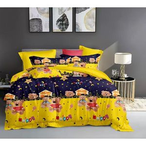 4by6 Cartoon Characters Bedsheet with 2 Pillowcase 