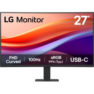 LG 27u421a-b 27” Fhd Curved Display Monitor- Srgb 99%- 100hz Refresh Rate
