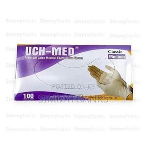 Original Uch-med premium latex medical examination gloves (size medium,100pcs)