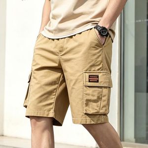 Men Khaki Multi Pocket Cargo Shorts Casual Knee Length Outdoor Workwear Shorts For Men