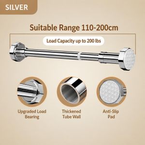 110–200cm No-Drill Stainless Steel Curtain Rod (Telescopic)