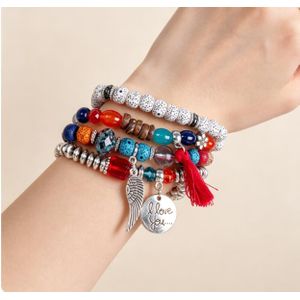 Set bracelet Bohemian tassel multi-layer bead bracelet jewelry
