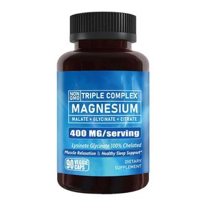 Triple Magnesium Complex - 3-in-1 Formula (Glycinate, Citrate, Malate) - High Absorption Supplement for Sleep, Muscle Recovery & Stress Relief – 90 Capsules
