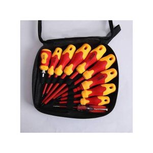 10PCS Electric Screwdriver Set With Test Pen-red/yellow