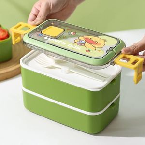 Portable Stainless Steel Double Layer Lunch Box